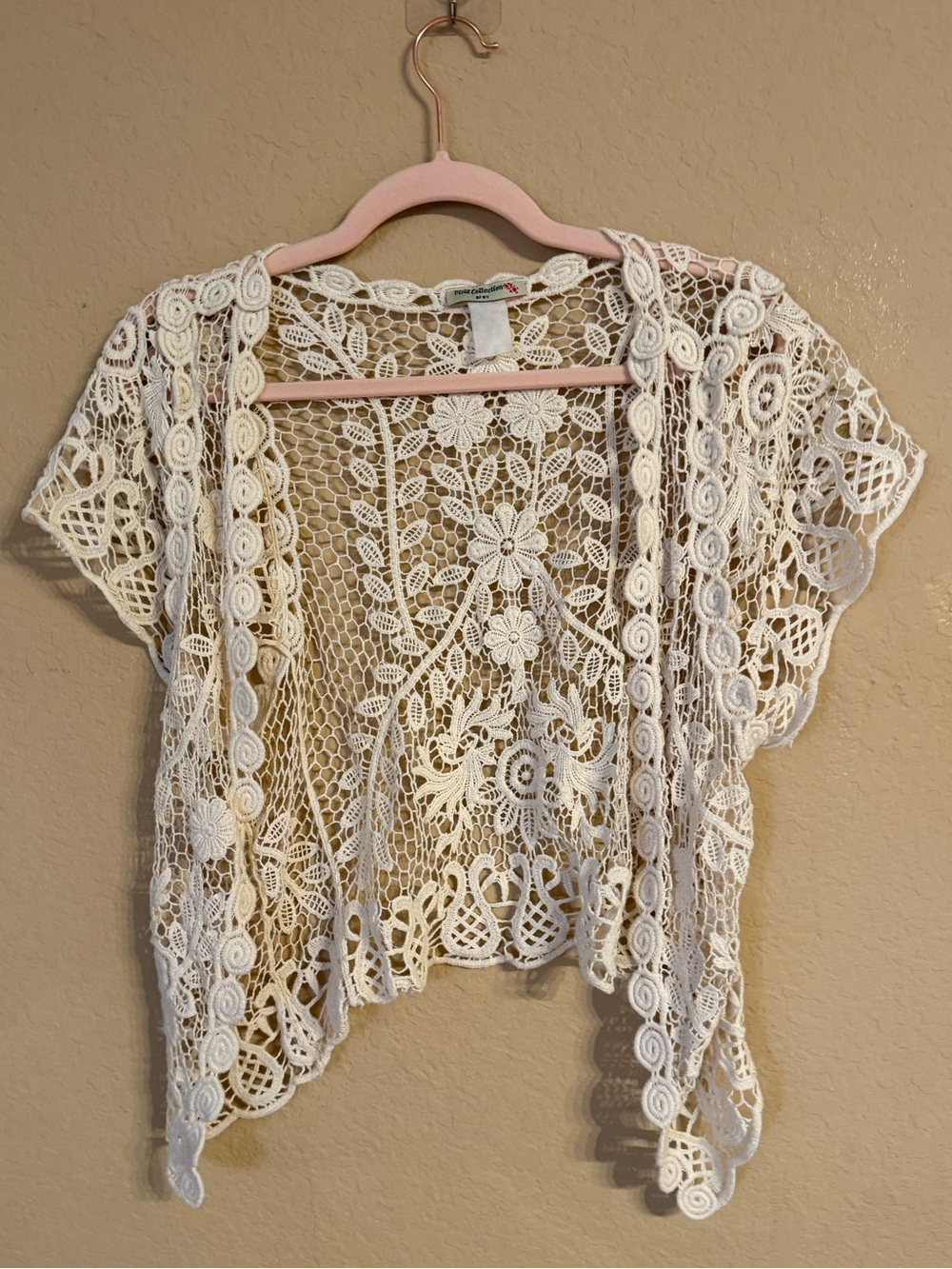 Vivid Collection Bolero Shrug Formal Crochet and Floral Lace Detail